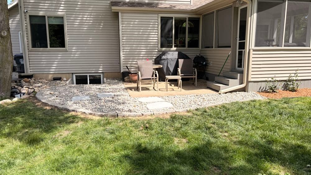 Patio Extension with Flagstone, River Rock and Paver Edging in Kalamazoo image