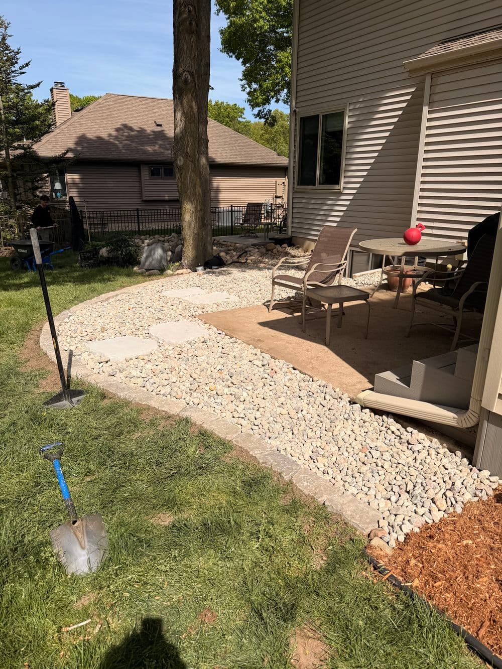 Gallery photos for Patio Extension with Flagstone, River Rock and Paver Edging in Kalamazoo: Image #3